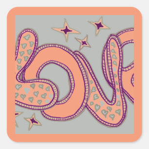 Love in 1960s style square sticker