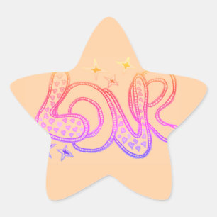 Love in 1960s style star sticker