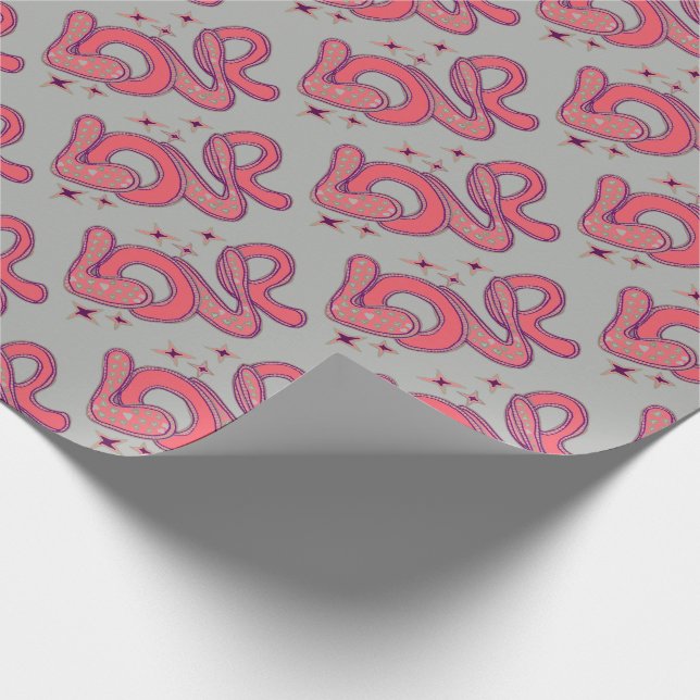 Love in 1960s style wrapping paper (Corner)
