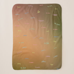 Love in a different languages brown sherpa blanket