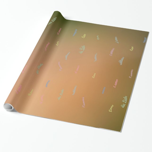 Love in a different languages brown wrapping paper (Unrolled)