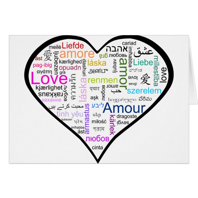 Love in all languages Heart (Front Horizontal)