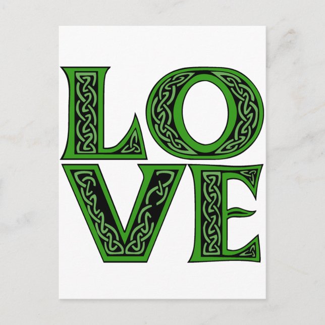 Love in an Irish Celtic Font Postcard (Front)