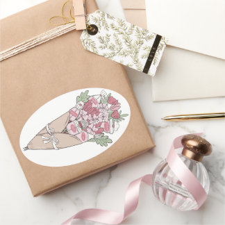 Love In Any Language Flower Bundle Oval Sticker