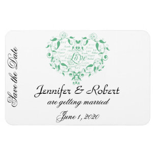 Love in Any Language in Mint Green Save the Date Magnet