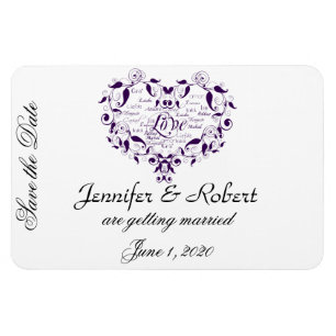 Love in Any Language in Purple Save the Date Magnet