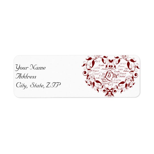Love in Any Language in Red Address Label