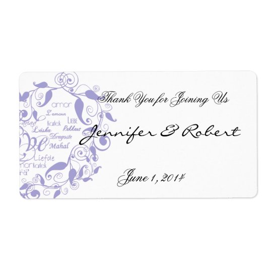 Love in Any Language Lavender Water Bottle Label Shipping Label