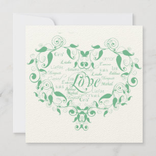 Love in Any Language Mint Green Wedding Invitation