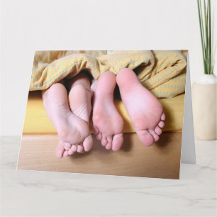 LOVE IN BED FEET GREETING CARD