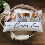 Love in Black Heart Script Custom 3 Photo Collage Lumbar Pillow<br><div class="desc">Modern and stylish custom lumbar throw pillow design features a photo collage of three (3) favourite photos with a simple and minimal black "Love" typography design that includes flourish and heart details. The black and white colours can be modified.</div>