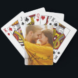 Love in Black Script with Heart Custom Photo Playing Cards<br><div class="desc">Modern and stylish custom playing cards feature a favourite photo with a minimal black "Love" typography overlay design that includes flourish and heart details. The black coloured text can be customized. A unique gift idea for a newlywed couple or for your loved one on Valentine's Day!</div>