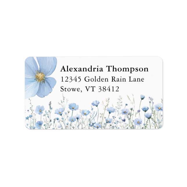 Love In Bloom Blue Wildflower Return Address Label (Front)
