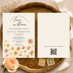 Love In Bloom Boho QR Code Bridal Shower  Invitation
