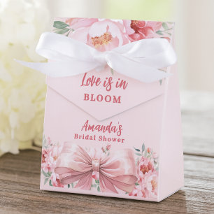 Love in Bloom bow pink florals Bridal Shower Favor Box