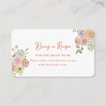 Love in Bloom Bridal Shower Bring A Recipe