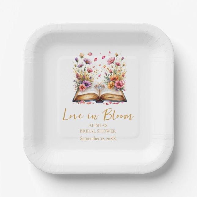 Love In Bloom Bridal Shower Napkins Paper Plate (Front)