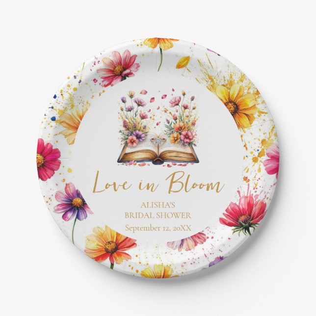 Love In Bloom Bridal Shower Napkins Paper Plate (Front)