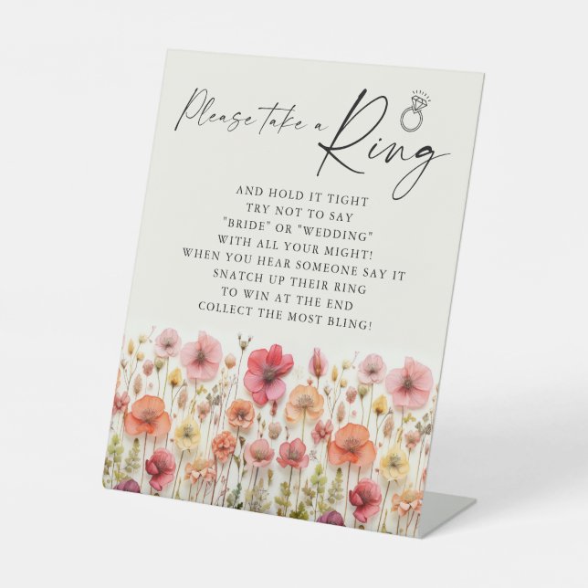 Love In Bloom Bridal Shower Ring Game Sign (Front)