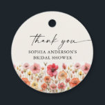Love in Bloom Bridal Shower Round Favour Tags<br><div class="desc">Attach these round favour tags to your bridal shower and wedding favours! This beautiful design features an arrangement of soft pastel beautiful wildflowers that are realistic and a modern script (editable colour) font. Customize with your own bridal shower name. Place favour tags on bridal shower thank you favours. See the...</div>