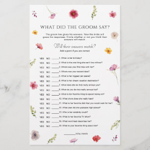 Love in Bloom Bridal Shower What Did He Say Game