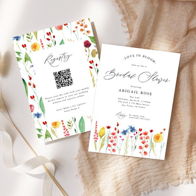 Love in Bloom Bridal Shower Wildflower, QR Code Invitation (Creator Uploaded)
