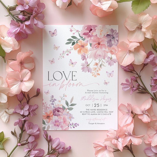 Love in Bloom Butterfly Wildflower Bridal Shower Invitation (Love in Bloom Bridal Shower Invitation | Floral butterfly theme)