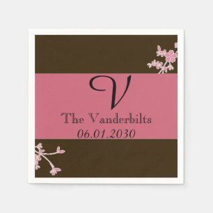 Love in Bloom Cherry Blossom Monogram Wedding Napkin