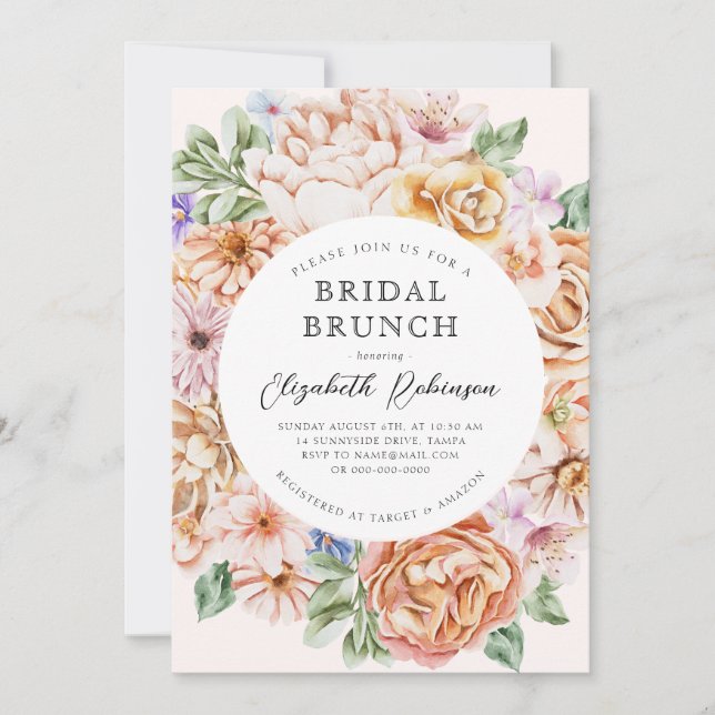 Love in Bloom Colourful Garden Flower Bridal Brunc Invitation (Front)