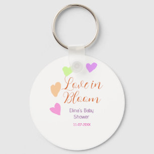 Love in Bloom colourful heart baby shower name rai Keychain