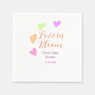 Love in Bloom colourful heart baby shower name rai Napkin