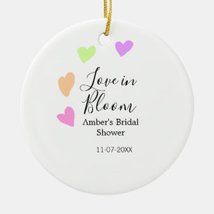 Love in Bloom colourful heart bridal shower name d Ceramic Ornament