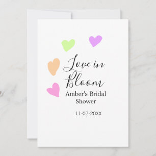 Love in Bloom colourful heart bridal shower name d Invitation