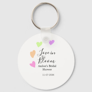Love in Bloom colourful heart bridal shower name d Keychain