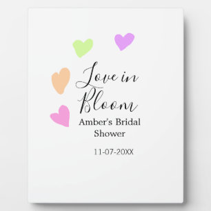 Love in Bloom colourful heart bridal shower name d Plaque