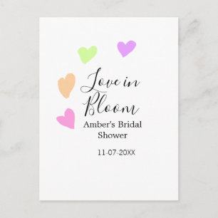 Love in Bloom colourful heart bridal shower name d Postcard