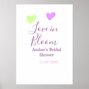 Love in Bloom colourful heart bridal shower name d Poster