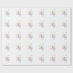 Love in Bloom colourful heart bridal shower name d Wrapping Paper