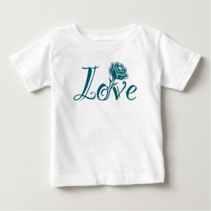 Love in Bloom: Elegant Typography with a Rose Baby T-Shirt