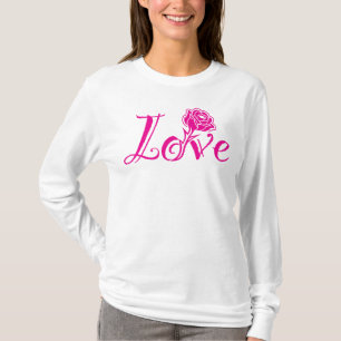 Love in Bloom: Elegant Typography with a Rose T-Shirt