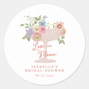 Love in Bloom Floral Garden Bridal Shower Classic Round Sticker