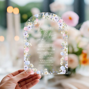 Love In Bloom Floral Pink Purple Bridal Shower Acrylic Invitations