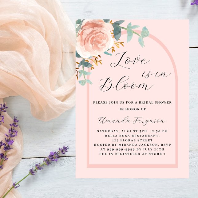 Love in Bloom floral rose gold arch Bridal Shower Invitation (Creator Uploaded)