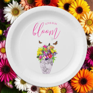 Love In Bloom Floral Wedding Paper Plate