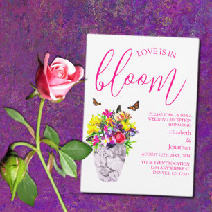 Love In Bloom Floral Wedding Reception Invitation