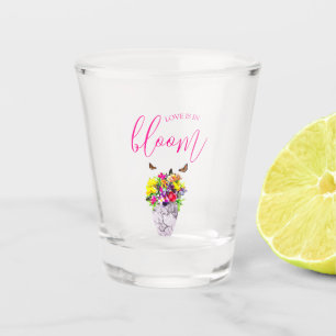 Love In Bloom Floral Wedding Shot Glass