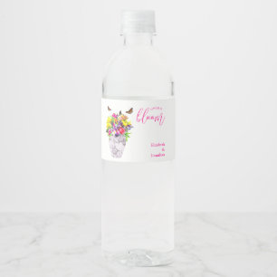 Love In Bloom Floral Wedding Water Bottle Label