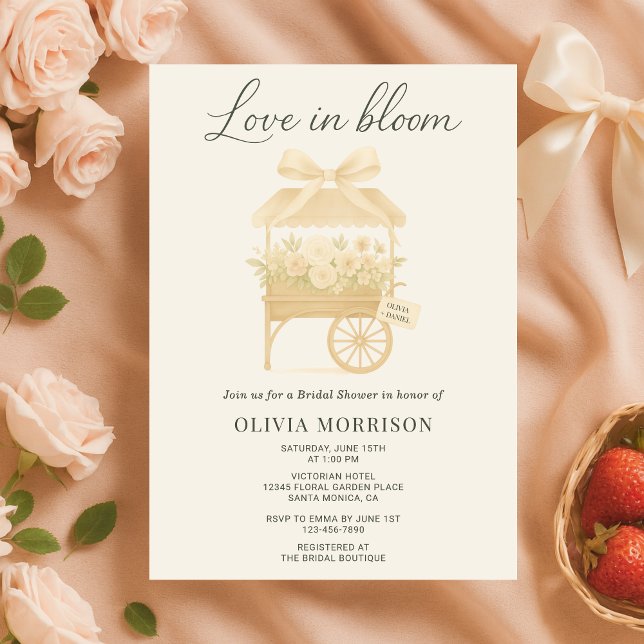 Love in Bloom Flower Market Bow Bridal Shower Invitation (Creator Uploaded)