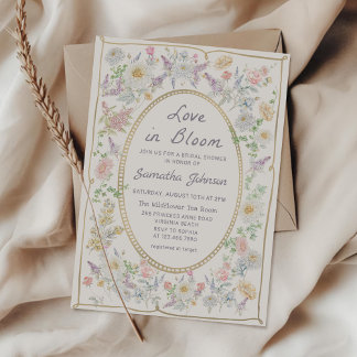 Love in Bloom Handwritten Floral Bridal Shower Invitation
