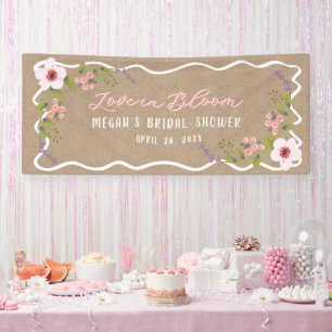 Love in Bloom, Kraft Colored Floral Bridal Shower Banner